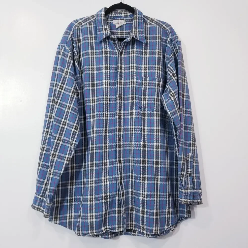 Vintage J. Crew 100% Cotton Plaid Collared Shacket Casual Long Sleeves Shirt